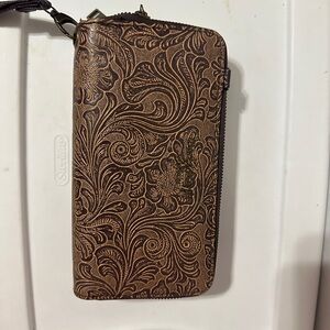 Brown Embossed Floral Wallet